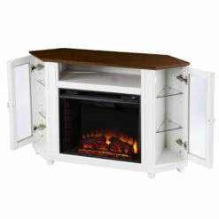 Ruldon Electric Media Fireplace with Storage White/Brown - Aiden Lane -Cheap TV Stands Store unnamed file 2100