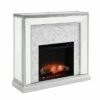 Tynchel Mirrored Faux Marble Touch Panel Fireplace Antique Silver - Aiden Lane