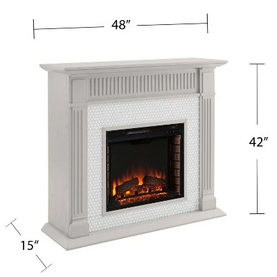 Castwilke Penny Tiled Fireplace Gray/White - Aiden Lane 4 Castwilke Penny Tiled Fireplace Gray/White - Aiden Lane - Image 2