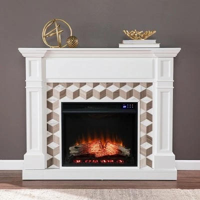 Budedar Touch Panel Fireplace with Marble Surround White - Aiden Lane 4 Budedar Touch Panel Fireplace with Marble Surround White - Aiden Lane - Image 2