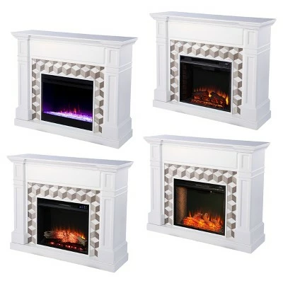 Budedar Touch Panel Fireplace with Marble Surround White - Aiden Lane 10 Budedar Touch Panel Fireplace with Marble Surround White - Aiden Lane - Image 8