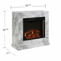 Dridun Faux Marble Fireplace White/Gray - Aiden Lane