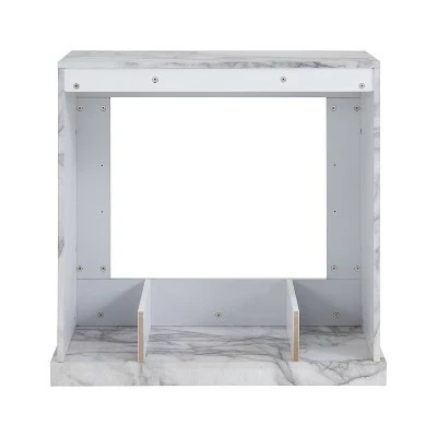 Dridun Faux Marble Fireplace White/Gray - Aiden Lane 8 Dridun Faux Marble Fireplace White/Gray - Aiden Lane - Image 6