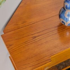 Rosnor Corner Convertible Touch Panel Electric Fireplace with Faux Stone Surround Mission Oak - Aiden Lane