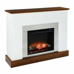 Cerkby Industrial Touch Panel Fireplace White/Dark Tobacco - Aiden Lane