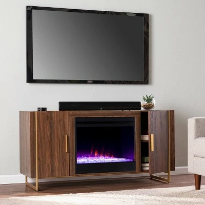 Farnsmet Color Changing Fireplace with Media Storage Brown/Gold - Aiden Lane 3 Farnsmet Color Changing Fireplace with Media Storage Brown/Gold - Aiden Lane