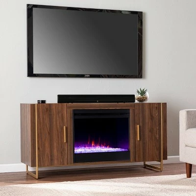 Farnsmet Color Changing Fireplace with Media Storage Brown/Gold - Aiden Lane 5 Farnsmet Color Changing Fireplace with Media Storage Brown/Gold - Aiden Lane - Image 3