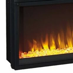 57" Metal Fireplace Inset with 6 Level Temperature Setting Black - Benzara