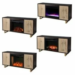 Shanmol Color Changing Media Fireplace with Carved Details Dark Brown/Natural - Aiden Lane -Cheap TV Stands Store unnamed file 2404