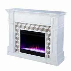 Budedar Color Changing Fireplace with Marble Surround White - Aiden Lane