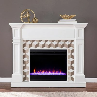 Budedar Color Changing Fireplace with Marble Surround White - Aiden Lane 4 Budedar Color Changing Fireplace with Marble Surround White - Aiden Lane - Image 2