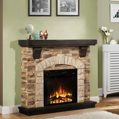 45" Freestanding Electric Fireplace Tan - Home Essentials 3 45" Freestanding Electric Fireplace Tan - Home Essentials