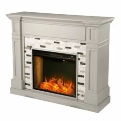 Talsham Alexa Smart Fireplace with Marble Surround Gray - Aiden Lane