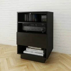Stereo Drawer Audio Cabinet Black - Nexera