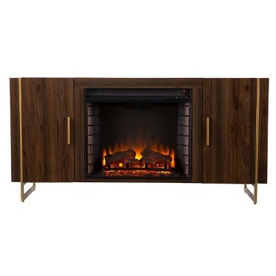 Farnsmet Electric Fireplace with Media Storage Brown/Gold - Aiden Lane 4 Farnsmet Electric Fireplace with Media Storage Brown/Gold - Aiden Lane - Image 2