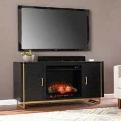 Monwit Electric Fireplace Console with Media Storage Black/Gold - Aiden Lane -Cheap TV Stands Store unnamed file 2617