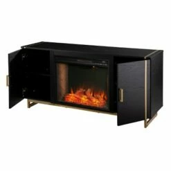 Monwit Smart Fireplace Console with Media Storage Black/Gold - Aiden Lane -Cheap TV Stands Store unnamed file 2647