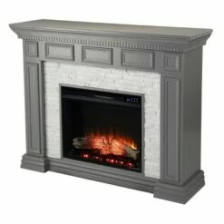 Brothye Faux Stone Touch Panel Fireplace Gray - Aiden Lane