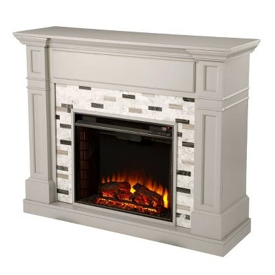 Talsham Electric Fireplace with Marble Surround Gray - Aiden Lane 3 Talsham Electric Fireplace with Marble Surround Gray - Aiden Lane