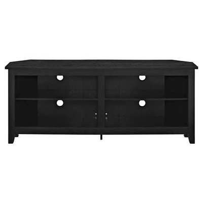 Farmhouse 4 Cubby Wood Open Storage Corner TV Stand for TVs up to 65" - Saracina Home Black 5 Farmhouse 4 Cubby Wood Open Storage Corner TV Stand for TVs up to 65" - Saracina Home Black - Image 3