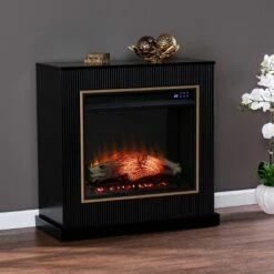 Stallamp Contemporary Touch Panel Fireplace Black/Gold - Aiden Lane