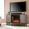 Tifchar Alexa Smart Fireplace with Media Storage Brown/Silver - Aiden Lane