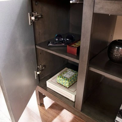 Tifchar Alexa Smart Fireplace with Media Storage Brown/Silver - Aiden Lane 3 Tifchar Alexa Smart Fireplace with Media Storage Brown/Silver - Aiden Lane - Image 2