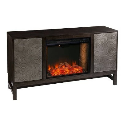 Tifchar Alexa Smart Fireplace with Media Storage Brown/Silver - Aiden Lane 5 Tifchar Alexa Smart Fireplace with Media Storage Brown/Silver - Aiden Lane - Image 4