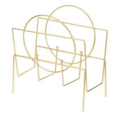 Fabulaxe Gold Metal Modern Decorative Freestanding Floor Magazine Book Rack Storage Holder 3 Fabulaxe Gold Metal Modern Decorative Freestanding Floor Magazine Book Rack Storage Holder - Image 2