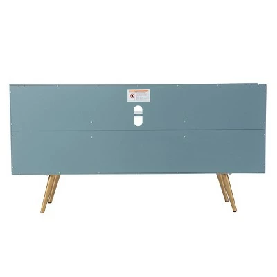 Bensysle Media Stand with Storage Mint/Gold - Aiden Lane 3 Bensysle Media Stand with Storage Mint/Gold - Aiden Lane - Image 2