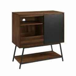 Emmeline Mid-Century Modern Vinyl Record Player Cabinet - Saracina Home Gray Wash