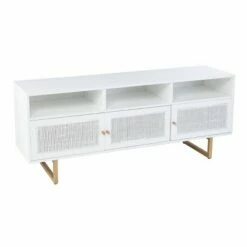 Waldaske Media Cabinet with Storage White/Gold - Aiden Lane