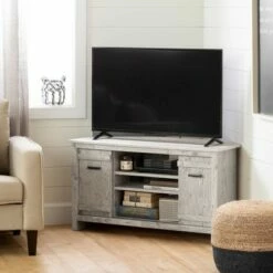 Exhibit Corner TV Stand for TVs up to 42" - South Shore Seaside Pine