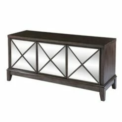 Prikam Mirrored Media Cabinet Light Brown - Aiden Lane