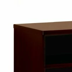 Traditional Style Wooden Media Cart with 2 Open Shelves and Casters TV Stand for TVs up to 22" Brown - Benzara