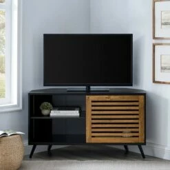 Visconti Modern Boho Sliding Slat Door Corner TV Stand for TVs up to 50" - Saracina Home Barnwood/solid Black 14 Visconti Modern Boho Sliding Slat Door Corner TV Stand for TVs up to 50" - Saracina Home Barnwood/solid Black -Cheap TV Stands Store unnamed file 300