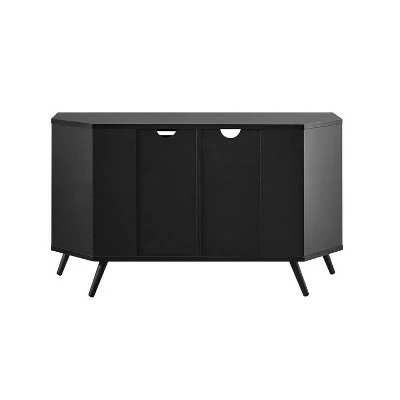 Visconti Modern Boho Sliding Slat Door Corner TV Stand for TVs up to 50" - Saracina Home Barnwood/solid Black 8 Visconti Modern Boho Sliding Slat Door Corner TV Stand for TVs up to 50" - Saracina Home Barnwood/solid Black - Image 6