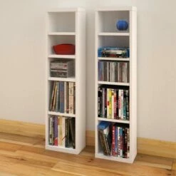 Set of 2 Liber TV CD and DVD Towers White - Nexera