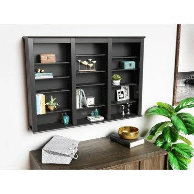 Triple Wall Mounted Storage - Prepac Black 3 Triple Wall Mounted Storage - Prepac Black