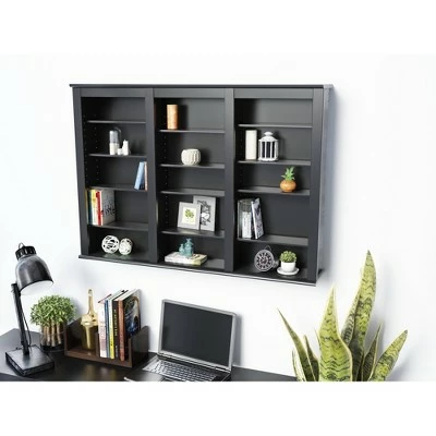 Triple Wall Mounted Storage - Prepac Black 6 Triple Wall Mounted Storage - Prepac Black - Image 4