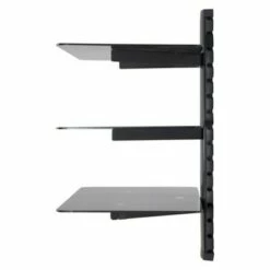 AVF Wall Mounted AV Component Shelving System - 3 Shelves Black