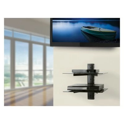 AVF Wall Mounted AV Component Shelving System - 2 Shelves Black 3 AVF Wall Mounted AV Component Shelving System - 2 Shelves Black