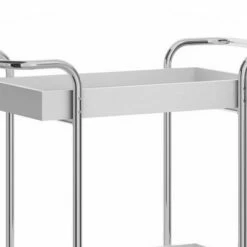 Storage Cart with 2 Tier Design and Metal Frame White/Chrome - The Urban Port