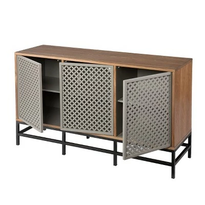 Moefra Modern 3 Door Media Cabinet Natural/Gray - Aiden Lane 10 Moefra Modern 3 Door Media Cabinet Natural/Gray - Aiden Lane - Image 8