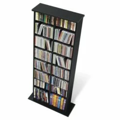 Double Media Storage Tower - Black - Prepac