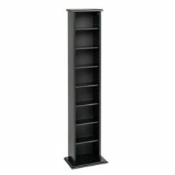Slim Multimedia Storage Tower - Prepac Black
