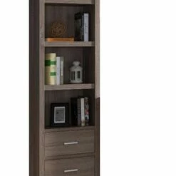 Wooden Media Tower with Four Open Shelves and Two Drawers Brown - Benzara -Cheap TV Stands Store unnamed file 3250