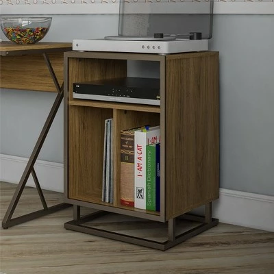 Regal Record Storage Stand - Novogratz Walnut 3 Regal Record Storage Stand - Novogratz Walnut