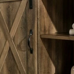 Modern Sliding Barndoor Farmhouse TV Stand for TVs up to 65" - Saracina Home White/rustic Oak -Cheap TV Stands Store unnamed file 3354