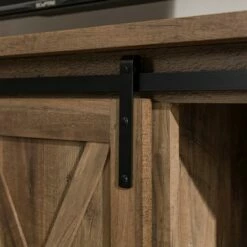 Modern Sliding Barndoor Farmhouse TV Stand for TVs up to 65" - Saracina Home White/rustic Oak -Cheap TV Stands Store unnamed file 3355